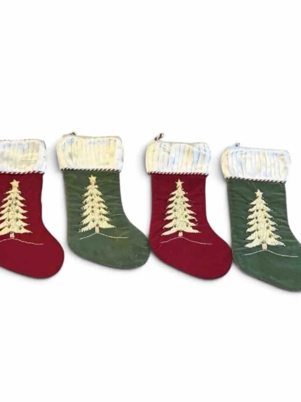 Source Unknown Red & Green Velvet Holiday Stockings with Cream Cuffs